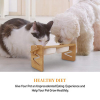 Miska dla psa podwyższone wysokości regulowane bambusowe naczynia spożywcze i wodne drewniany stojak szczeniak zwierze domowe kot pielęgnacja skóry szyi podnieś stojak miska 6